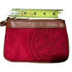 Ralph Lauren LRL red nylon with brown leather trim zipper wristlet gold hardware Photo 5