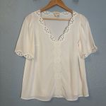 Sézane Sezane Francia Silk Embroidered Blouse Ecru Cream Size Small Preppy Classic Photo 2