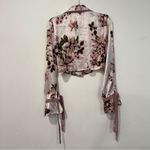 Beach Riot  Luna Pink Floral Crop Blouse Pajama Top M Photo 5