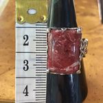 Norwegian Thulite Sterling Silver Cocktail Ring Size 8 Red Photo 6
