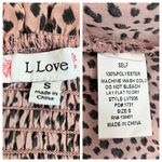 L Love High Waisted Ruffle Mini Skirt Smocked Waist Dusty Pink Black Spots Small Tan Photo 4