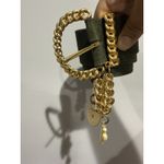 Vintage Dame Belt and Bag Green Suede Leather Belt Size L Womens Genuine 36.5" Blue Photo 2