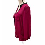 DKNY  Jeans M long sleeve pink blouse black trim Photo 2