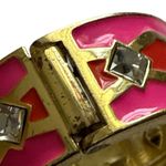 Anne Klein PINK CORAL ENAMEL GOLDTONE BLINGE HINGED CLAM CUFF BRACELET Photo 6