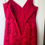 Monique Lhuillier Dress Foulard Asymmetric Floral Lace Midi Lipstick 4 NWT Photo 6