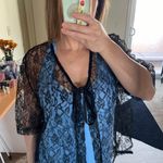 Elisabetta Rogiani custom handmade black lace tie closure lingerie coverup M NWT Size M Photo 5