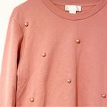 Rachel Parcell Rachel Parcel Size Small Pink‎ Pearl Embellished Crewneck Fleece Sweater NEW Photo 1