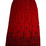 Jennifer Moore  Red Floral Silk Long Skirt Women's Size 14 | 47-23 Photo 1