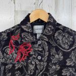 Chico's Dark Academia Artsy Boho Grunge Jacket sz 0 Sm Black Embroidered Lined Photo 3