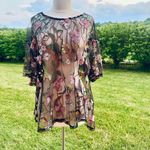 SHEIN Vacay Sheer Floral Mesh Plus Size Top Black Photo 2