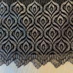 Free People  Lace Overlay Scalloped Hem Mini Skirt Black/Silver Metallic Size 2 Photo 3