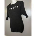 White House | Black Market Sweater Womens Large Black Ribbed Cutout Short Sleeve Photo 2