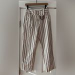 Anthropologie ‎ Beige and White Striped Linen Blend Pants Size 4 EUC Photo 3