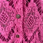 Free People FREE‎ PEOPLE Women’s Size Medium Until Sundown Shirt Cover-Up Boho Pink Crochet Photo 3