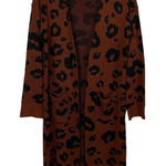 Andree by Unit  Cardigan Large Long Open Front Brown Black Knit Photo 0