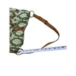 Y2K 90s The Sak Green Floral Canvas Shoulder Bag Brown Faux Leather Trim Purse Photo 10