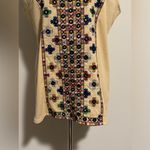 Soft Surroundings EUC  Cream Sleeveless Top with Floral Mirror size large Photo 3