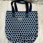 Michael Kors Dark Blue and White Polka Dot Nylon Double Handled Tote Carry All Photo 0