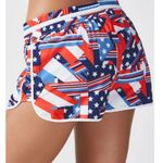 Fabletics  Tyson Track Shorts Womens XS Patchwork Pride Red White Blue Zip Pocket Photo 1