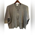 CAbi  S white and black striped zip up‎ oversized top Photo 3