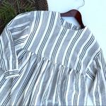 ASOS Women’s Dress Beige Blue Stripe Woven Button Back Farmhouse 6 Photo 0