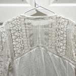 Lovestitch  White Boho Floral Crochet Bell Sleeve Peasant Top Photo 4