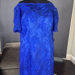 Women’s Full Length Blue Mermaid Fit Off the Shoulder Formal Dress Train Size 18 Photo 2
