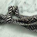 Gold Tone Hammered Metal Chain Link with Woven Tie Necklace Black Photo 2