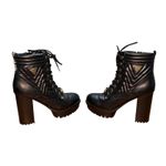 Guess  Black Leather Lace Up High Heel Platform Ankle Boots Women's Size 5.5M‎ Photo 6