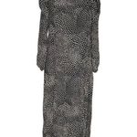 Black & White Polka Dot Long Sleeve Midi Peasant Dress Square Neck Ruched Size L Size L Photo 9