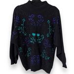 Vintage KORET women's size medium embroidered beaded floral sweater teal purple Photo 0