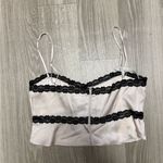 Miss circle Yareli Beige Lace Trim Satin Strappy Top Pink Size L Photo 3