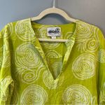Hiho Top 100% Cotton Beach Cover Up/ Tunic in Green & White Pattern Sz L EUC Size L Photo 2