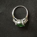 Stauer NWOT cushion cut Helenite & lab Diamond Aura stones in 925 silver setting Green Photo 3