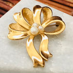 Avon Vintage Ribbon Bow Pin Brooch Gold Photo 0