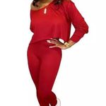 Women 2 Piece Outfits Long Sleeve Off Shoulder Crop Top Pants Se Red Size M Photo 0