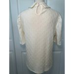 Misa Textured Collared Short Sleeve Cream Top with Black Neck Bow XL Twee Photo 4