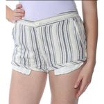 Free People Striped Linen Blend Shorts Size 4 Blue Cream Boho Photo 2