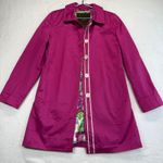 Coach  Rain Coat Magenta‎ Floral Lined Button Front Jacket Coat XS READ Photo 0