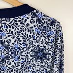 Lands' End  Floral Tunic Top Size XL Blue Soft Stretch Coastal Comfy Resort V-Neck Photo 1