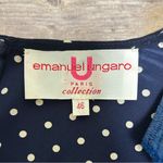 Emanuel Ungaro Vintage Silk Blue Ivory Polka Dot Crepe Wrap Short Sleeve Blouse Size undefined Photo 8