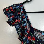 Draper James Navy Blue Ditsy Floral Sleeveless Flutter Midi Dress Size Large Photo 4