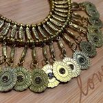 None Boho Gypsy coins necklace in gold tone metal and rhine stones Photo 3