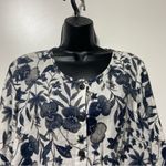 Flax  Floral Blue White Linen Button Down Jacket Shirt Size XS Photo 1