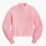 J.Crew  Cotton Blend Cable Knit Mock Neck Sweater Bright Peppermint Size Small Photo 1