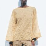 ZARA NWT metallic gold oversized kimono wide sleeve semi sheer flowy top Photo 5