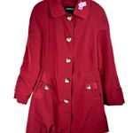 London Fog  Red Button Front Trench Coat Jacket Sz Medium Plaid Flannel Lined Photo 0
