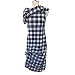 Morgane Le Fay Rodin Dress in Wool Buffalo Check Size Large Black Photo 1