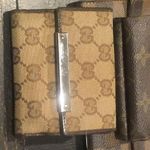 Gucci GG Trifold Canvas Jacquard Wallet Tan Brown Leather Coin Purse Credit Card Photo 15