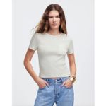 Madewell Garment Dyed Ribbed Crewneck Pocket Tee Shirt Delphinium Blue XXS NWT Photo 1